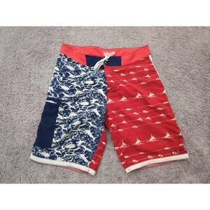 HUK Shorts 34 Red Blue‎ KC Scott Flag Inseam: 10" Performance Fishing Casual